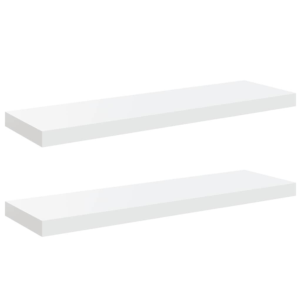 Plutajuće zidne police 2 kom sjajne bijele 80x23,5x3,8 cm MDF