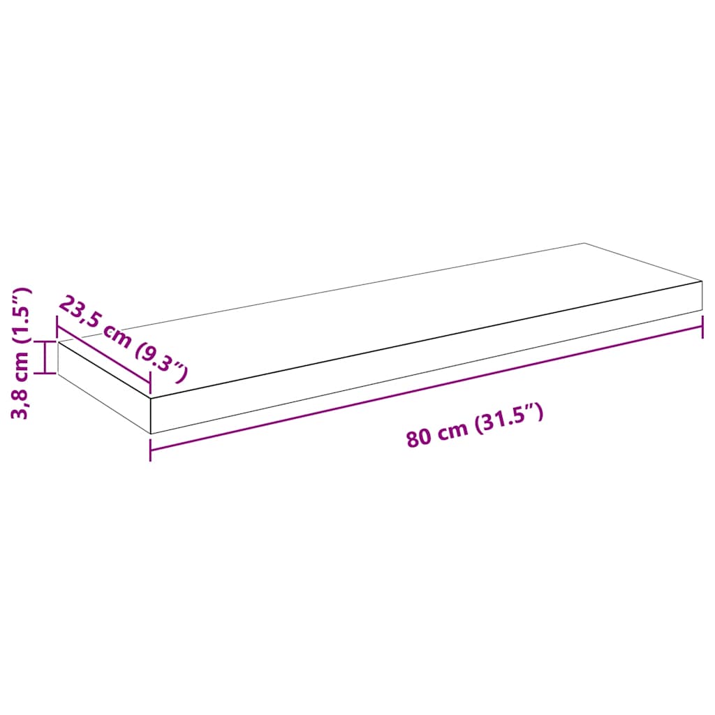 Plutajuće zidne police 2 kom sjajne bijele 80x23,5x3,8 cm MDF