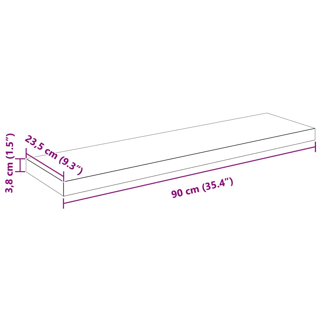 Plutajuće zidne police 2 kom sjajne bijele 90x23,5x3,8 cm MDF