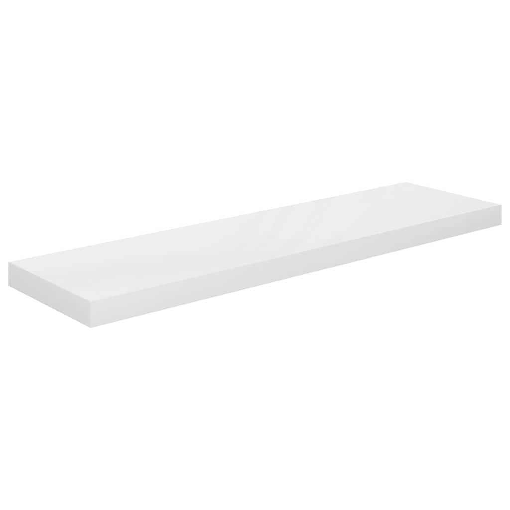 Plutajuće zidne police 2 kom sjajne bijele 90x23,5x3,8 cm MDF