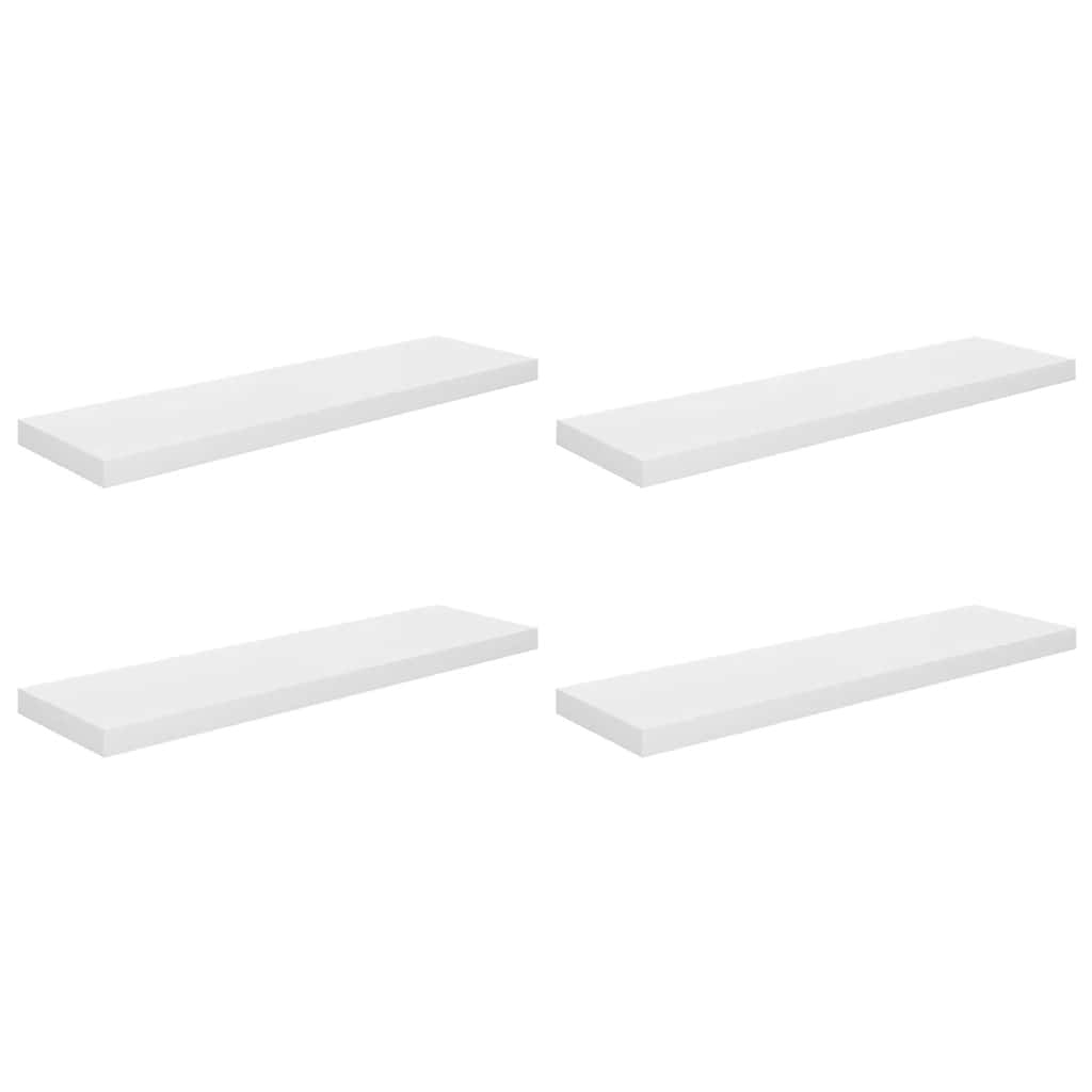 Plutajuće zidne police 4 kom sjajne bijele 90x23,5x3,8 cm MDF