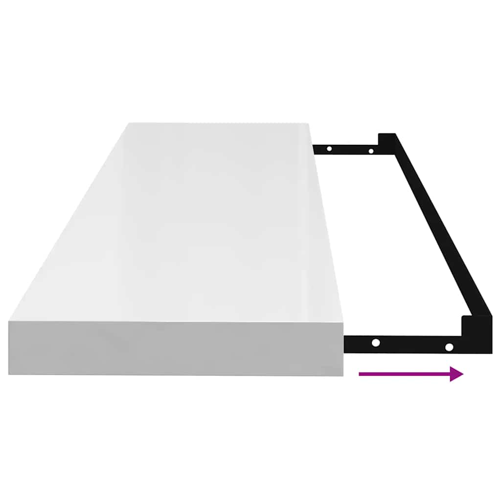 Plutajuće zidne police 4 kom sjajne bijele 90x23,5x3,8 cm MDF