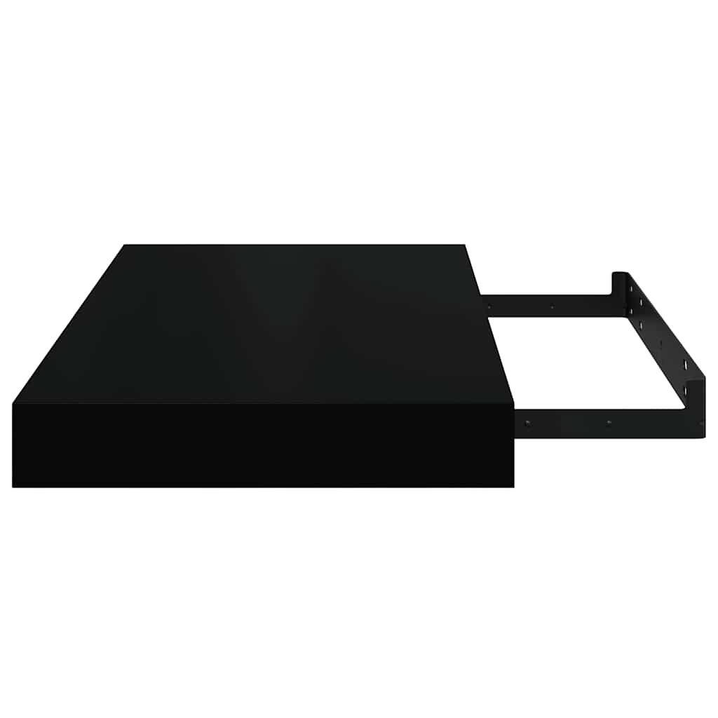 Plutajuća zidna polica visoki sjaj crna 40 x 23 x 3,8 cm MDF