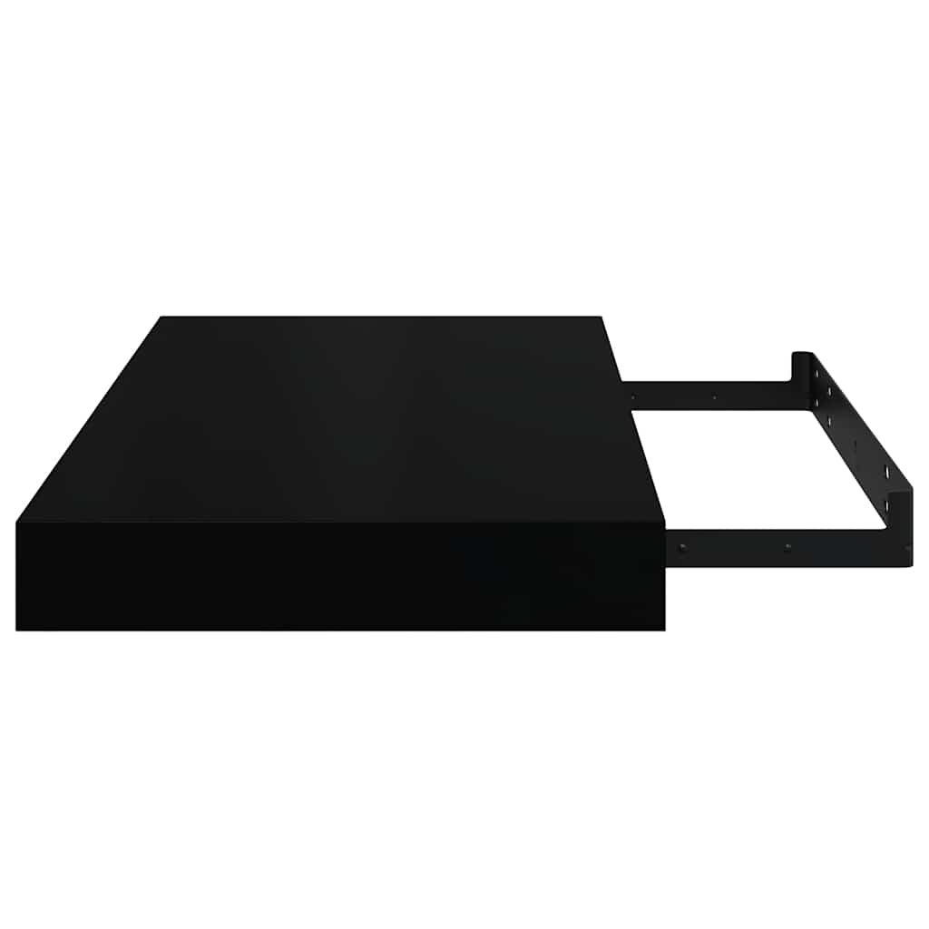 Plutajuće zidne police 2 kom sjajne crne 40 x 23 x 3,8 cm MDF