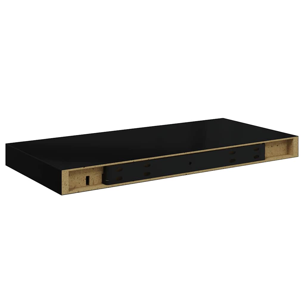 Plutajuća zidna polica visoki sjaj crna 50 x 23 x 3,8 cm MDF