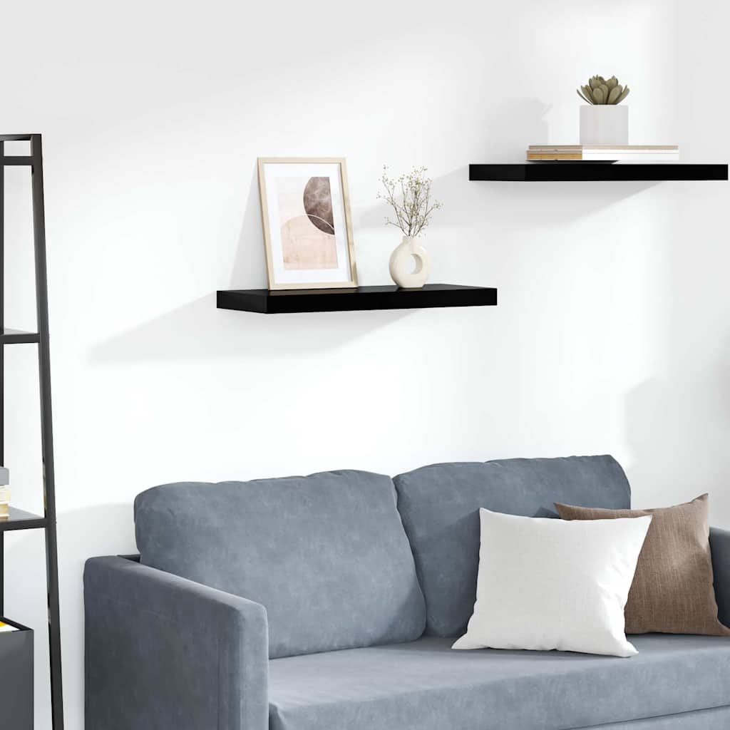 Plutajuća zidna polica visoki sjaj crna 60 x 23,5 x 3,8 cm MDF