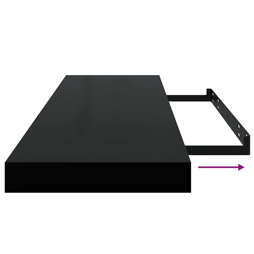 Plutajuća zidna polica visoki sjaj crna 80 x 23,5 x 3,8 cm MDF