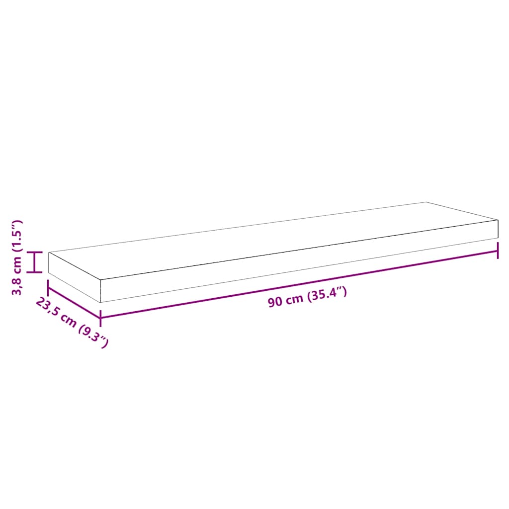 Plutajuća zidna polica visoki sjaj crna 90 x 23,5 x 3,8 cm MDF