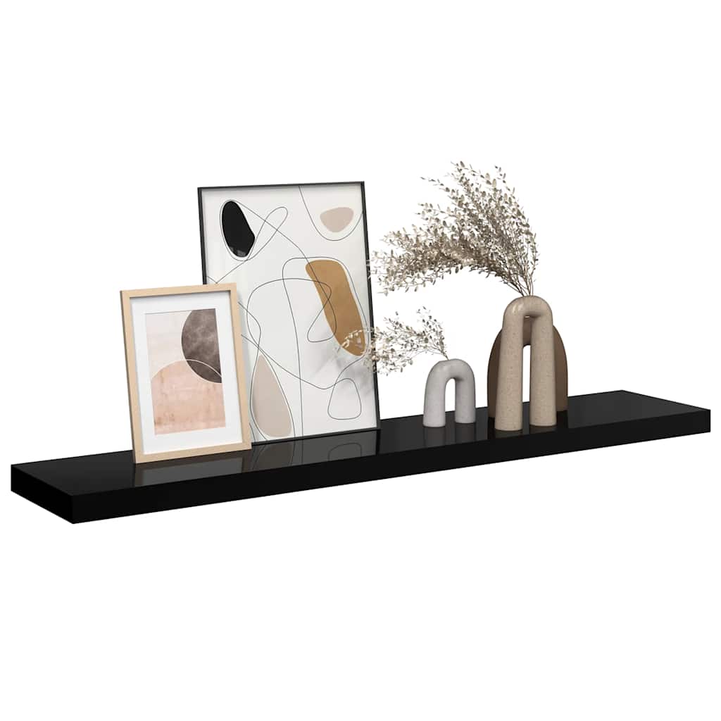 Plutajuća zidna polica visoki sjaj crna 120 x 23,5 x 3,8 cm MDF