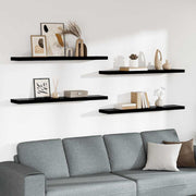 Plutajuće zidne police 4 kom sjajne crne 120x23,5x3,8 cm MDF