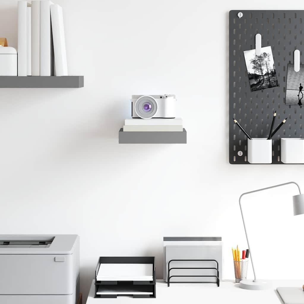 Plutajuća zidna polica visoki sjaj siva 23 x 23,5 x 3,8 cm MDF