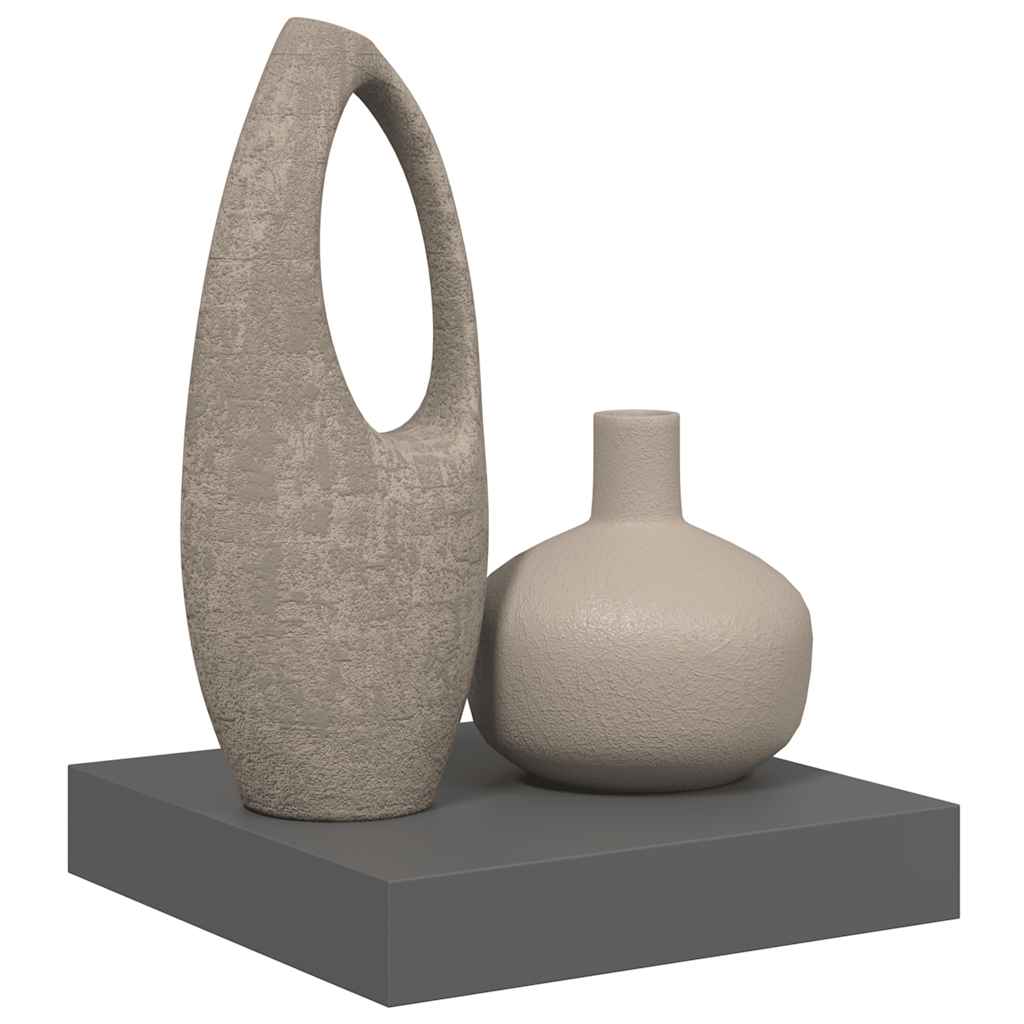 Plutajuća zidna polica visoki sjaj siva 23 x 23,5 x 3,8 cm MDF