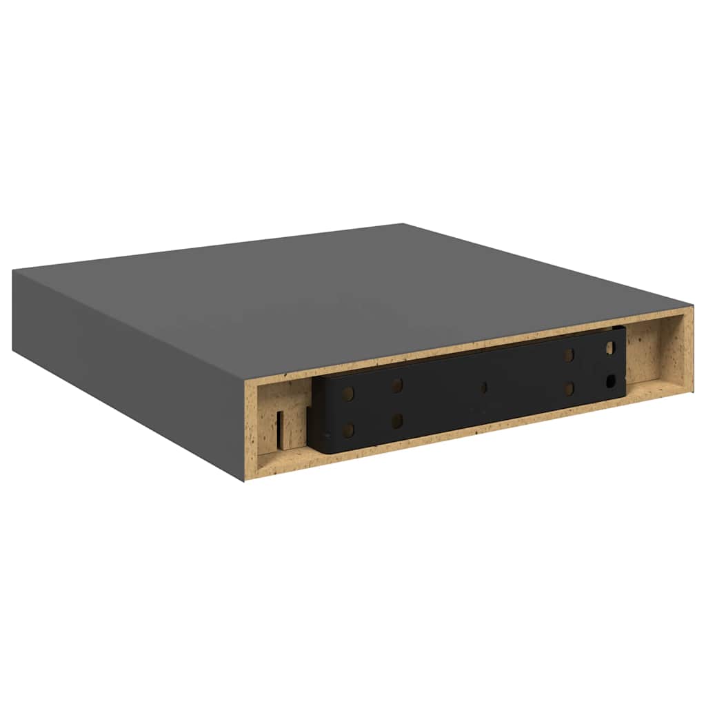 Plutajuće zidne police 2 kom sjajne sive 23 x 23,5 x 3,8 cm MDF