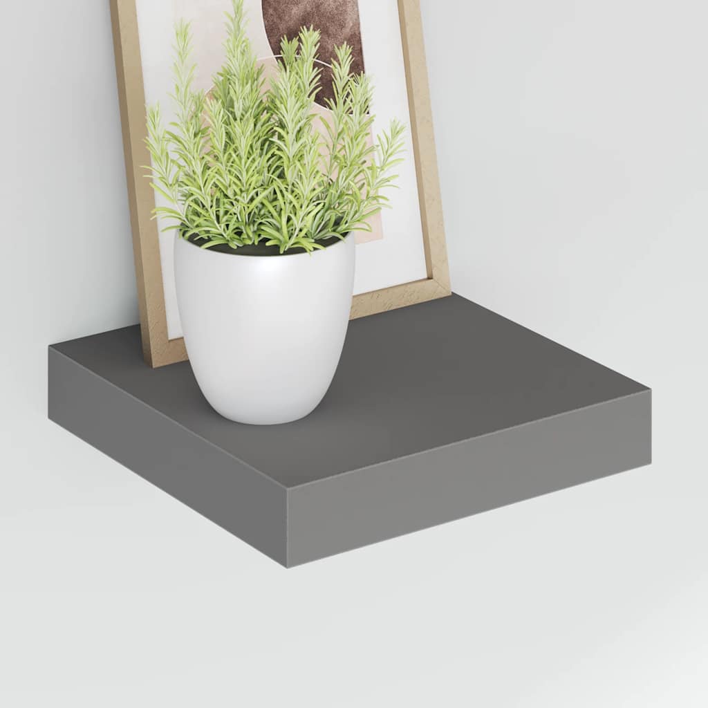 Plutajuće zidne police 4 kom sjajne sive 23 x 23,5 x 3,8 cm MDF