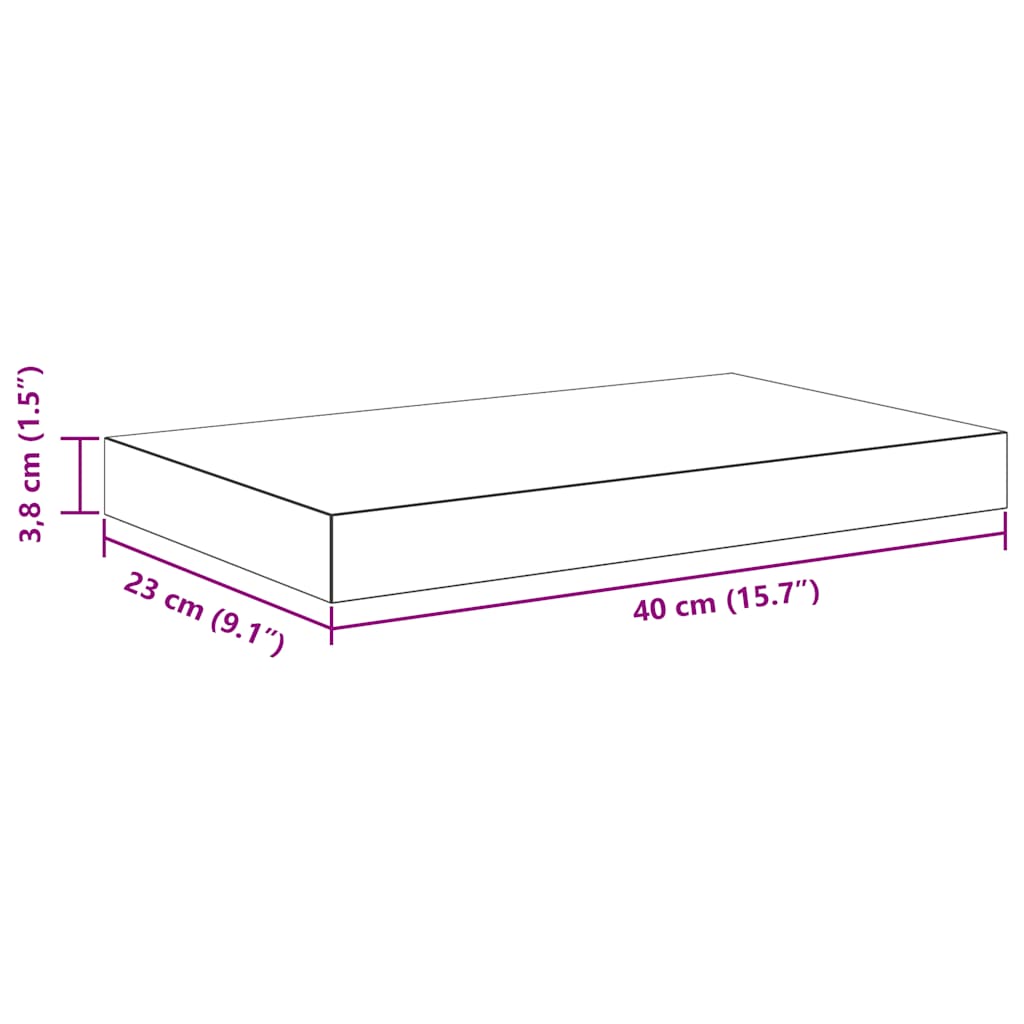 Plutajuće zidne police 4 kom sjajne sive 40 x 23 x 3,8 cm MDF