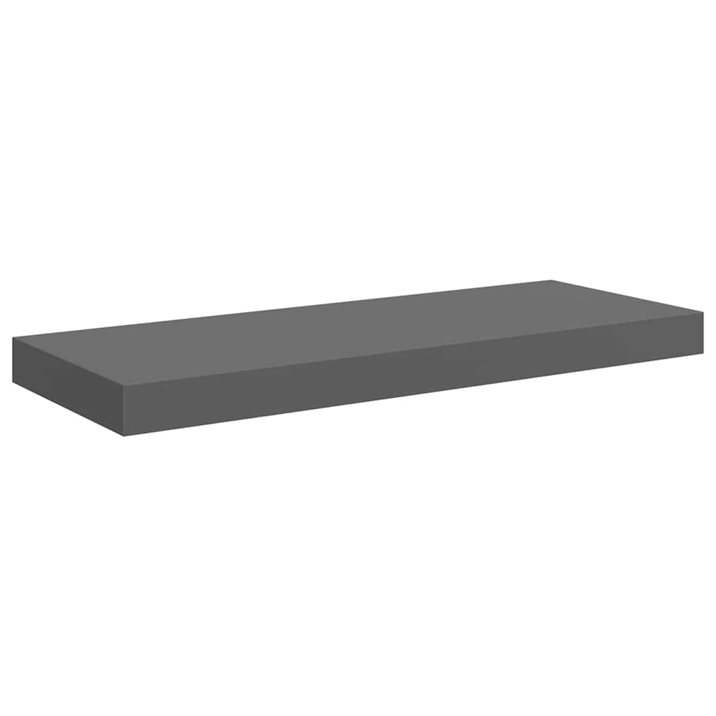 Plutajuća zidna polica visoki sjaj siva 60 x 23,5 x 3,8 cm MDF