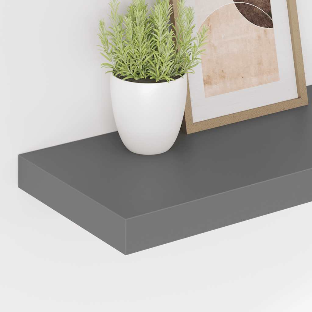 Plutajuće zidne police 2 kom sjajne sive 60 x 23,5 x 3,8 cm MDF