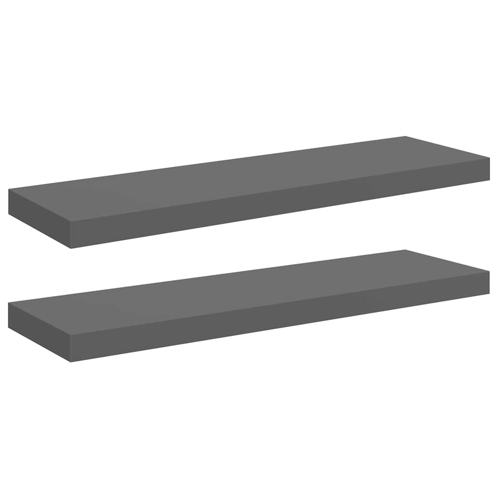 Plutajuće zidne police 2 kom sjajne sive 80 x 23,5 x 3,8 cm MDF