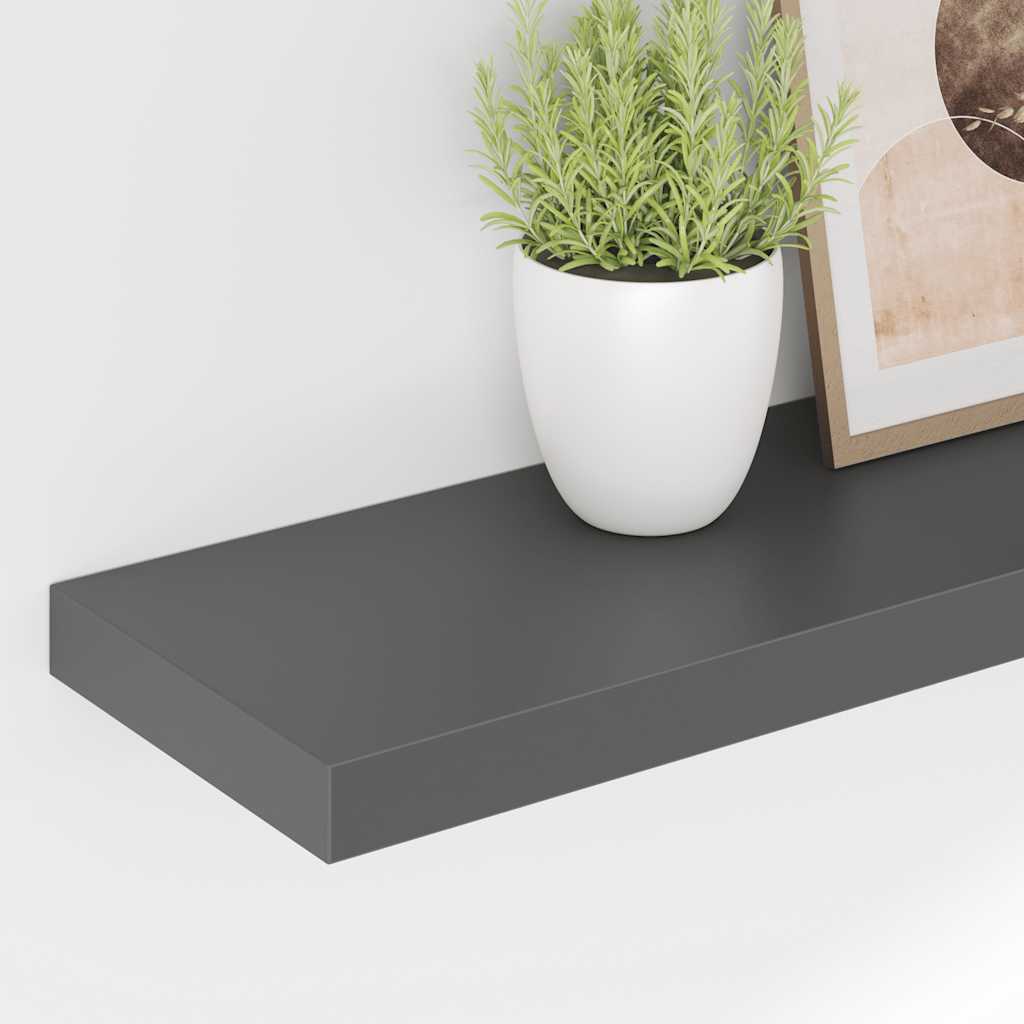 Plutajuće zidne police 4 kom sjajne sive 80 x 23,5 x 3,8 cm MDF