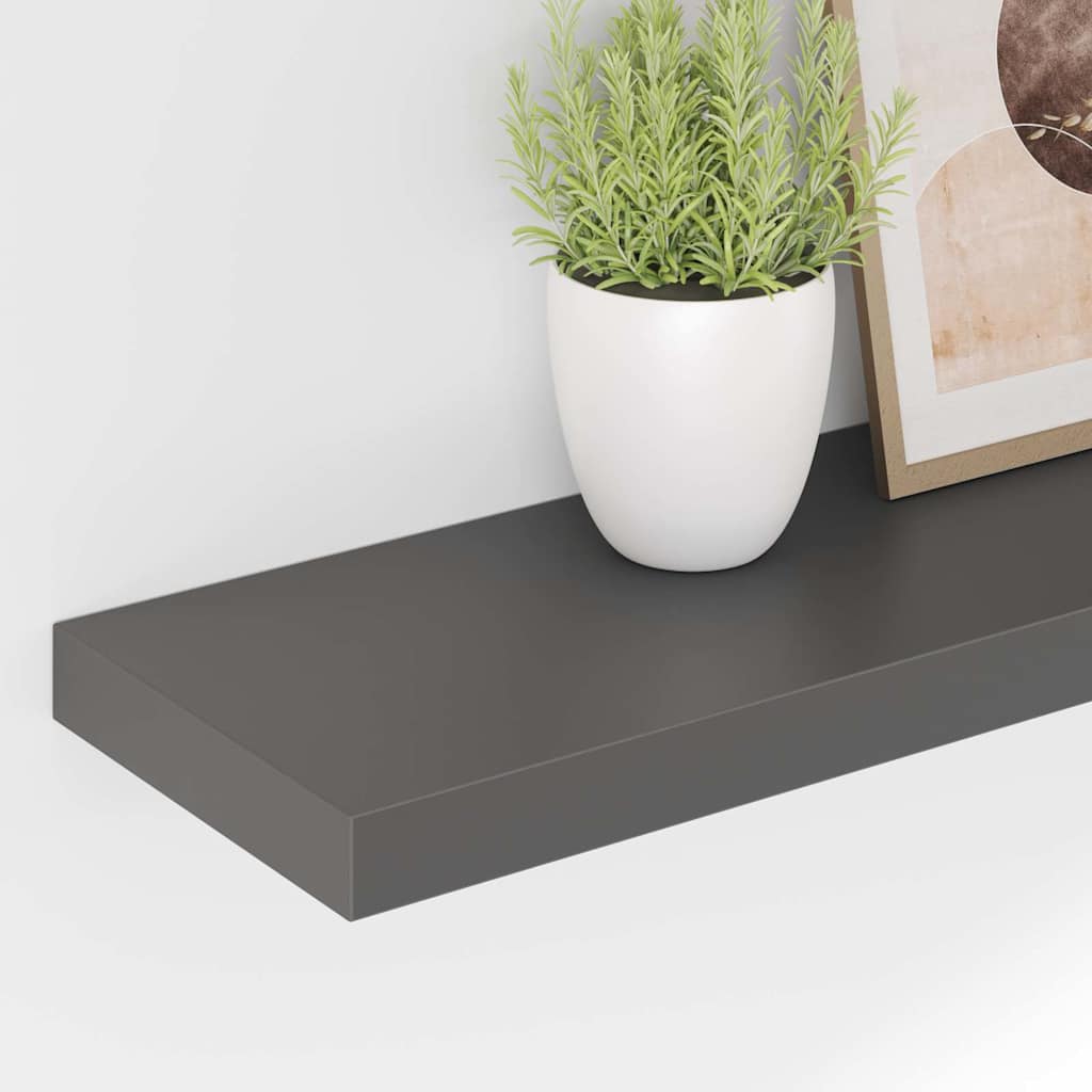 Plutajuće zidne police 4 kom sjajne sive 90 x 23,5 x 3,8 cm MDF