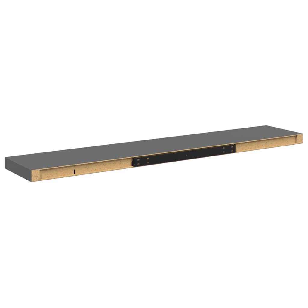 Plutajuće zidne police 2 kom sjajne sive 120x23,5x3,8 cm MDF