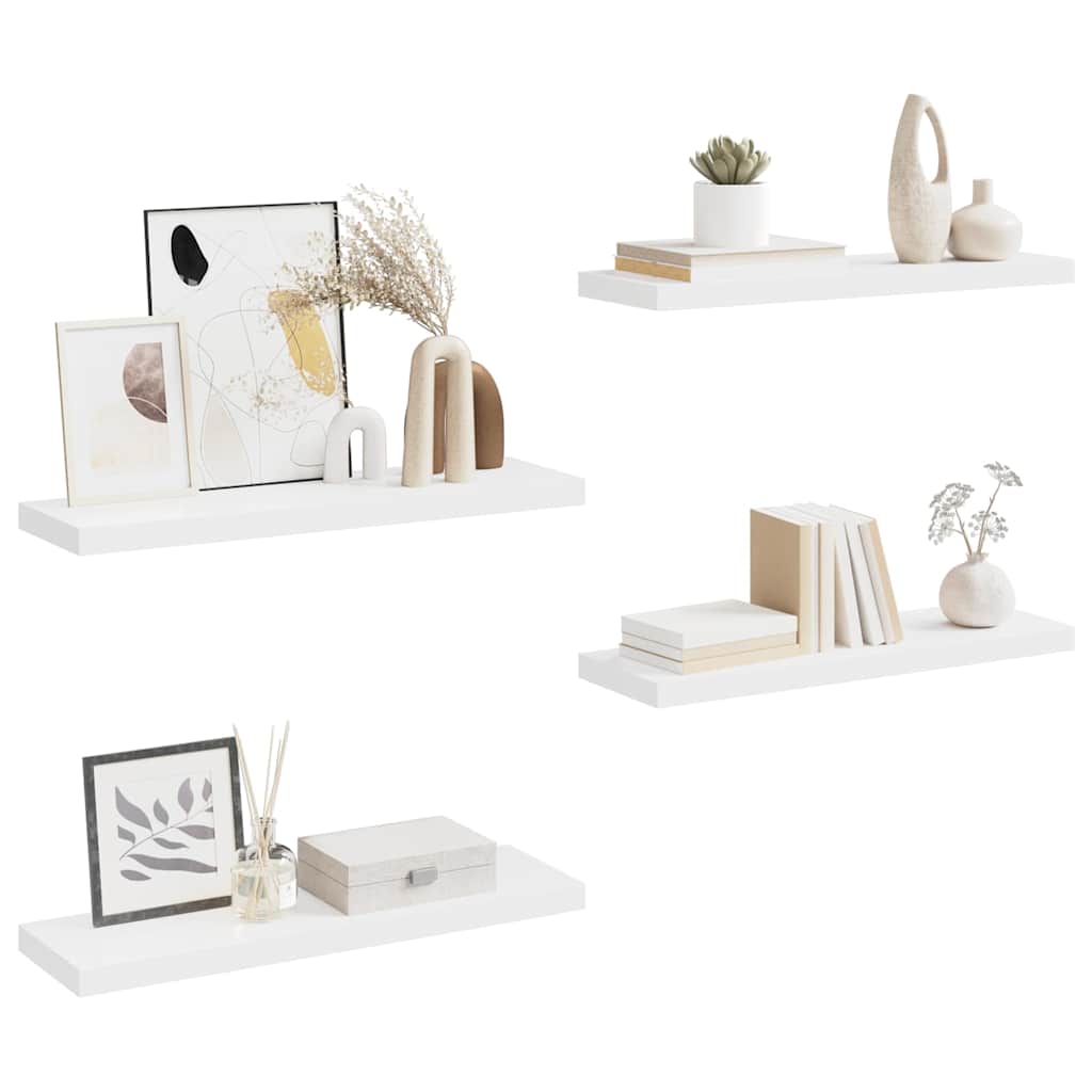 Plutajuće zidne police 4 kom bijele 80 x 23,5 x 3,8 cm MDF
