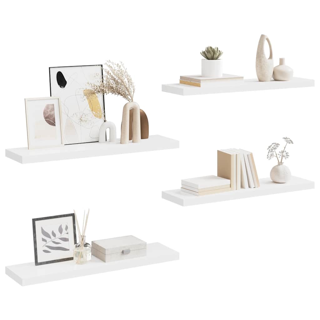 Plutajuće zidne police 4 kom bijele 90 x 23,5 x 3,8 cm MDF