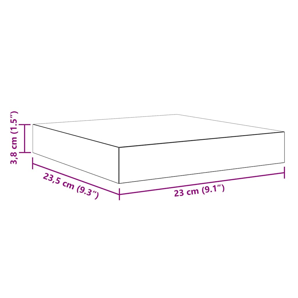 Plutajuća zidna polica crna 23 x 23,5 x 3,8 cm MDF