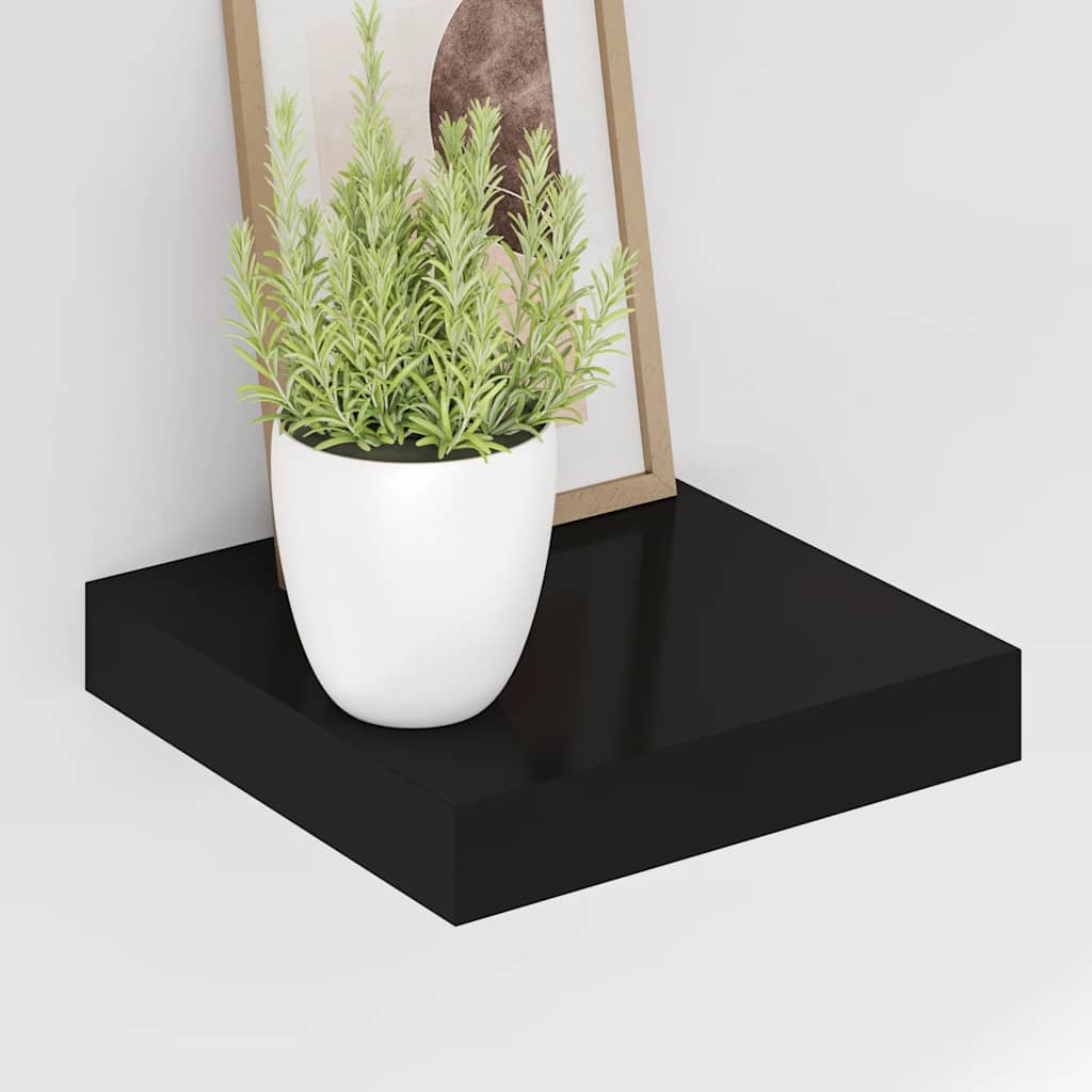 Plutajuća zidna polica crna 23 x 23,5 x 3,8 cm MDF