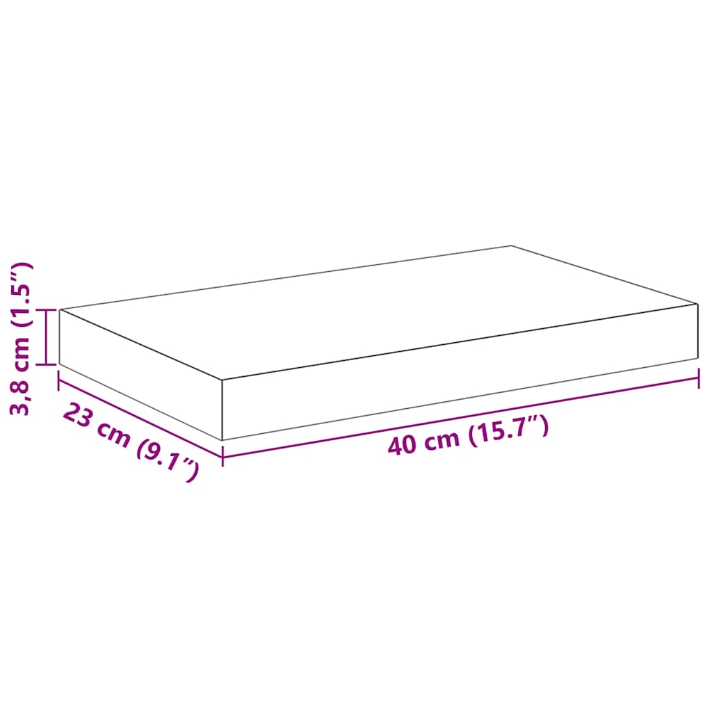 Plutajuće zidne police 2 kom crne 40 x 23 x 3,8 cm MDF