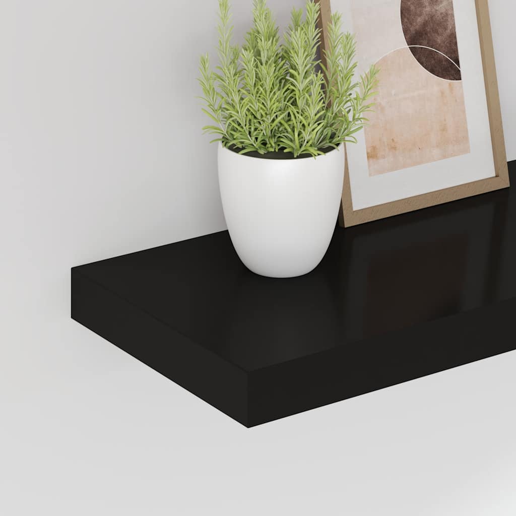 Plutajuća zidna polica crna 50 x 23 x 3,8 cm MDF