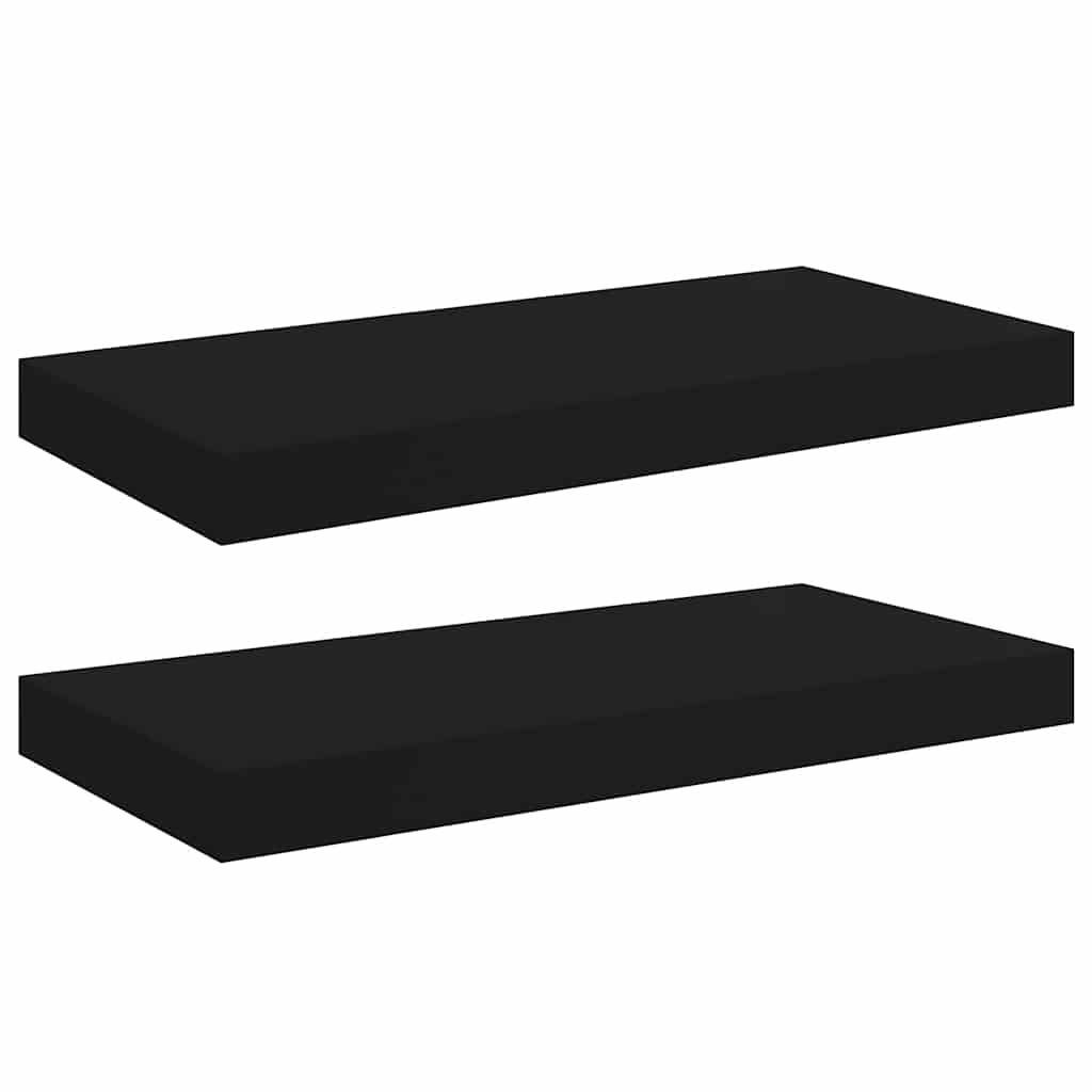 Plutajuće zidne police 2 kom crne 50 x 23 x 3,8 cm MDF