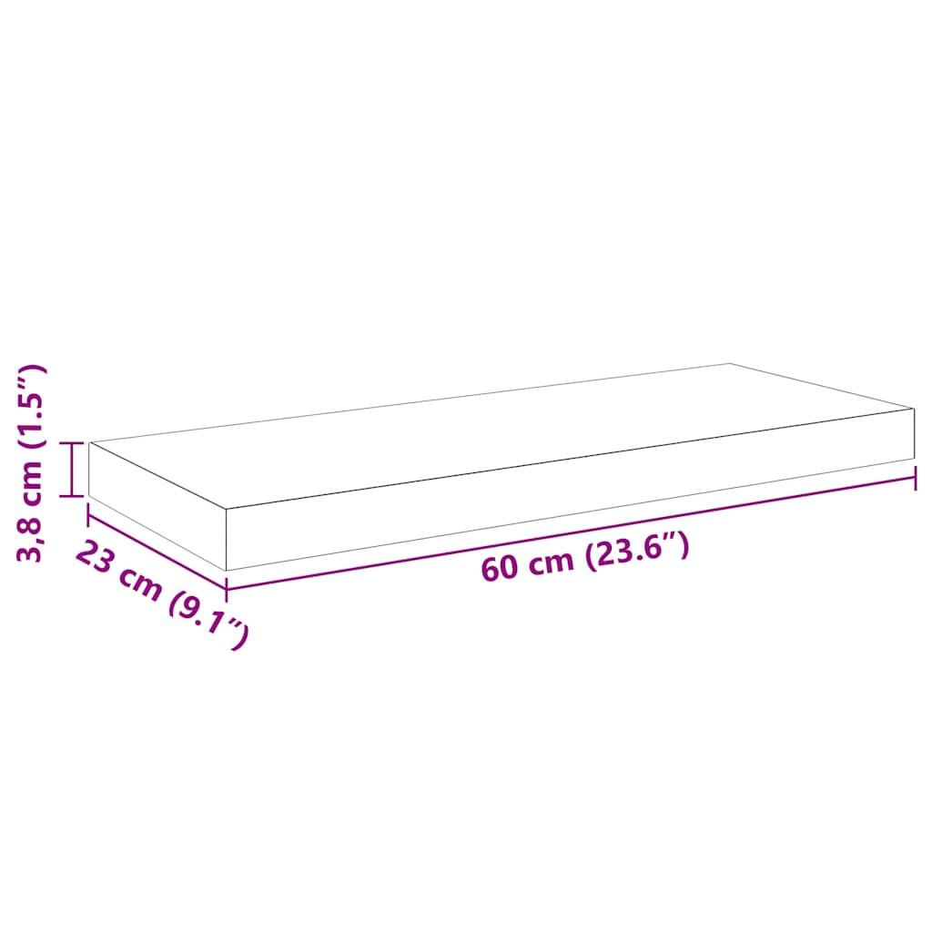 Plutajuće zidne police 4 kom crne 60 x 23,5 x 3,8 cm MDF