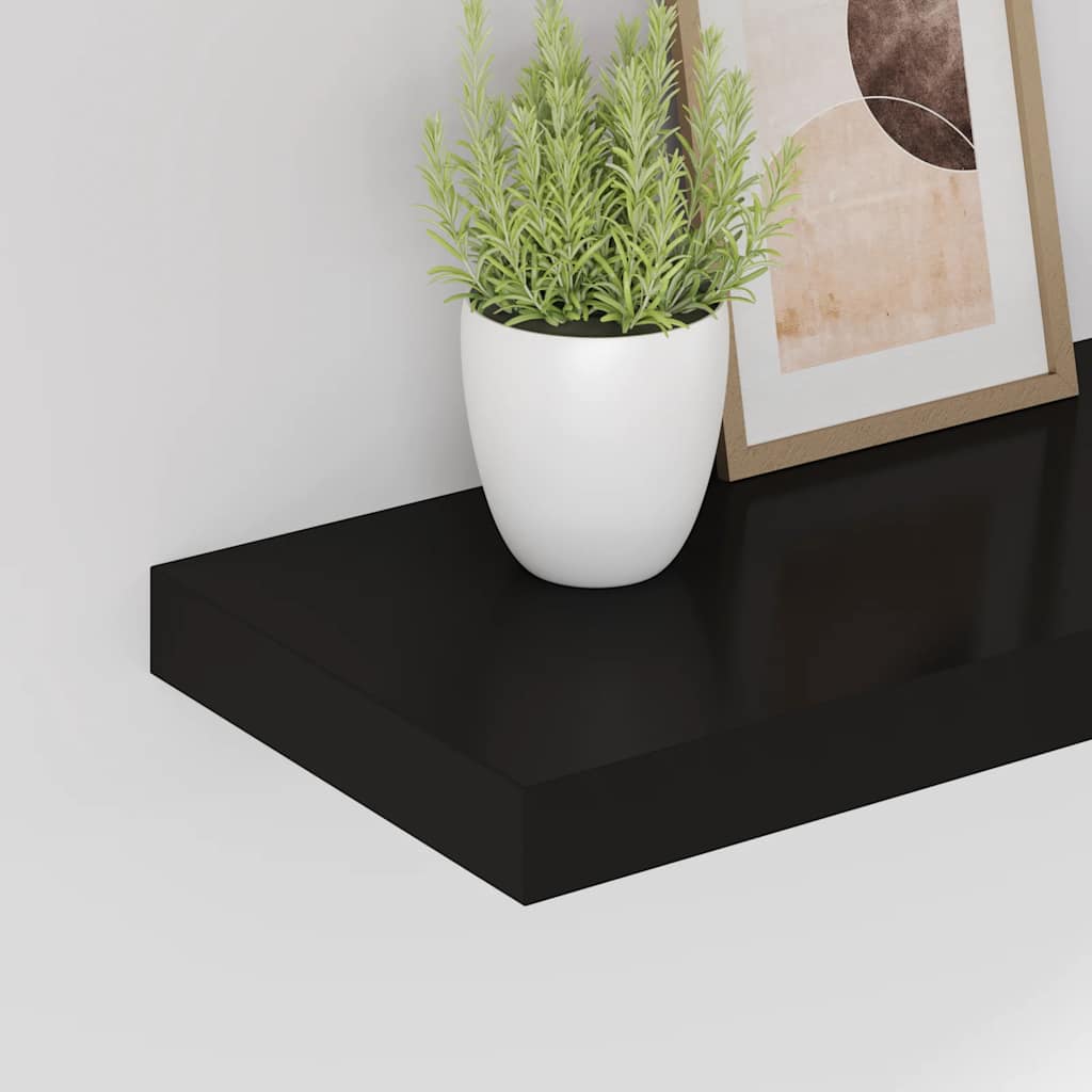 Plutajuće zidne police 4 kom crne 60 x 23,5 x 3,8 cm MDF
