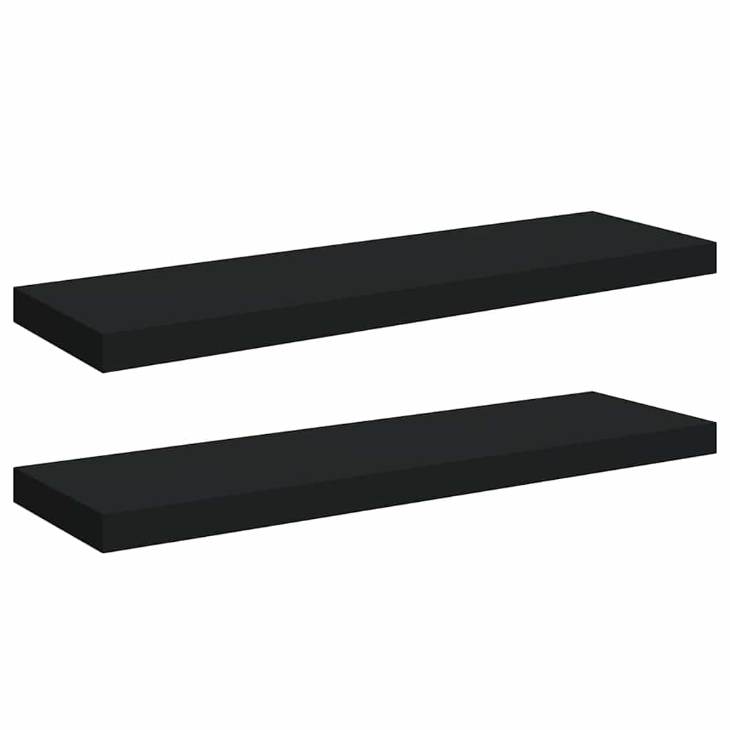 Plutajuće zidne police 2 kom crne 80 x 23,5 x 3,8 cm MDF