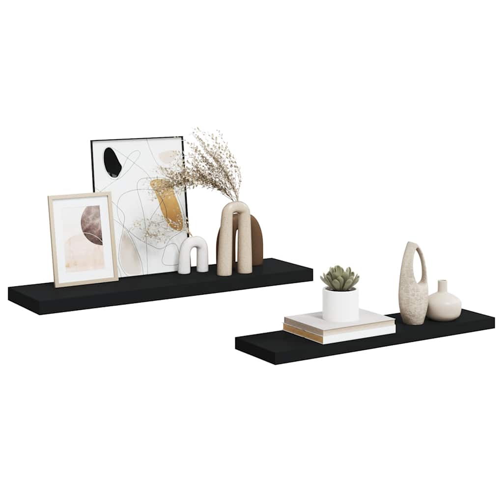 Plutajuće zidne police 2 kom crne 90 x 23,5 x 3,8 cm MDF