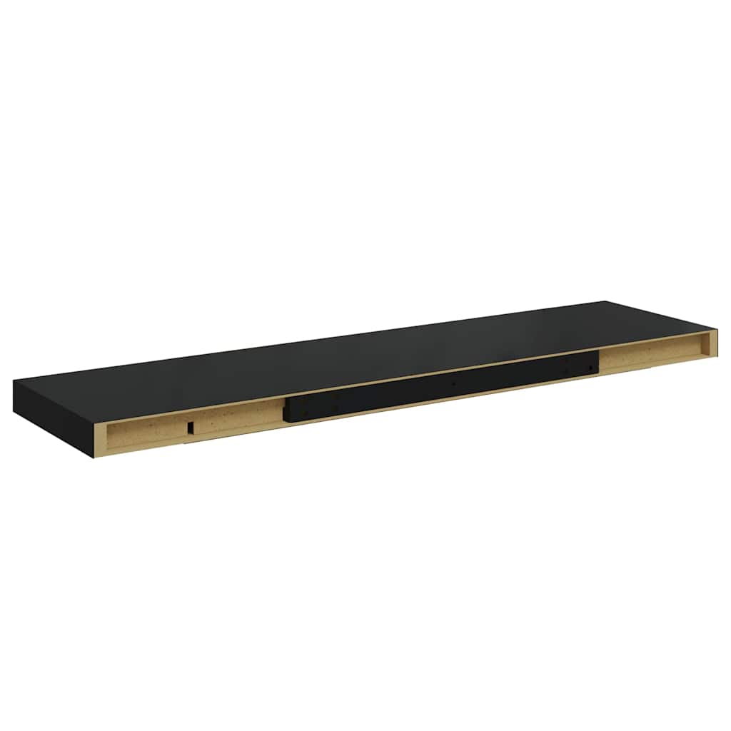 Plutajuće zidne police 2 kom crne 90 x 23,5 x 3,8 cm MDF