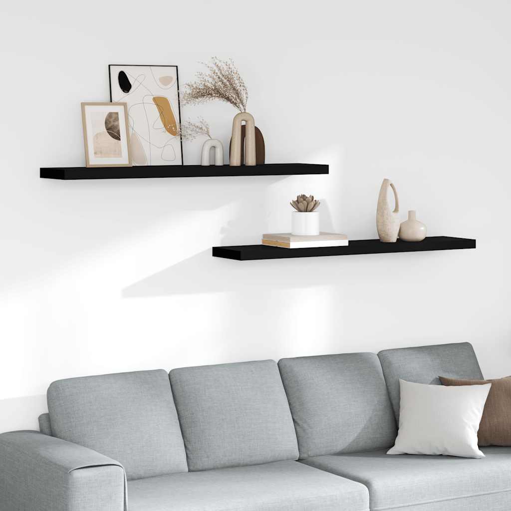 Plutajuće zidne police 2 kom crne 120 x 23,5 x 3,8 cm MDF