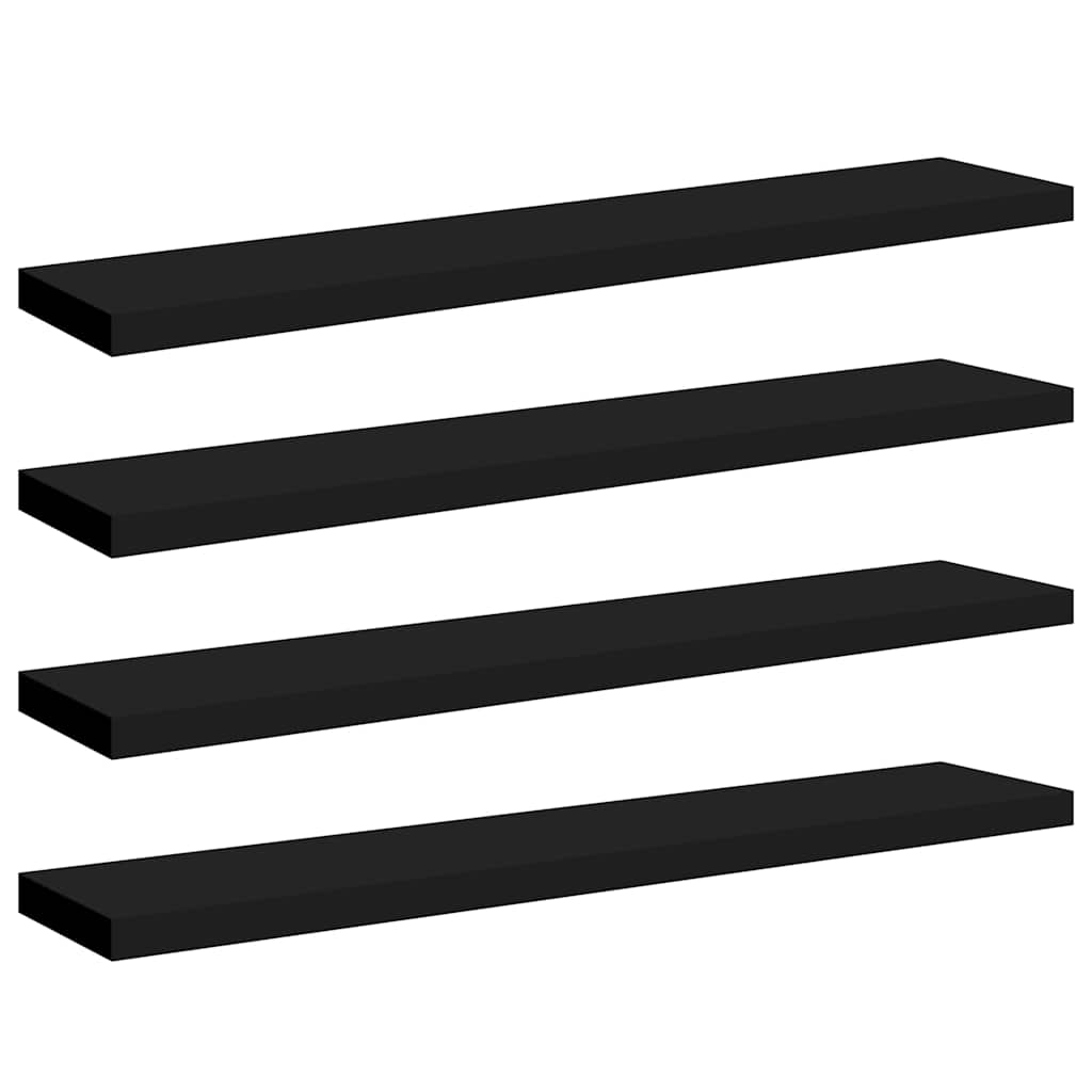 Plutajuće zidne police 4 kom crne 120 x 23,5 x 3,8 cm MDF