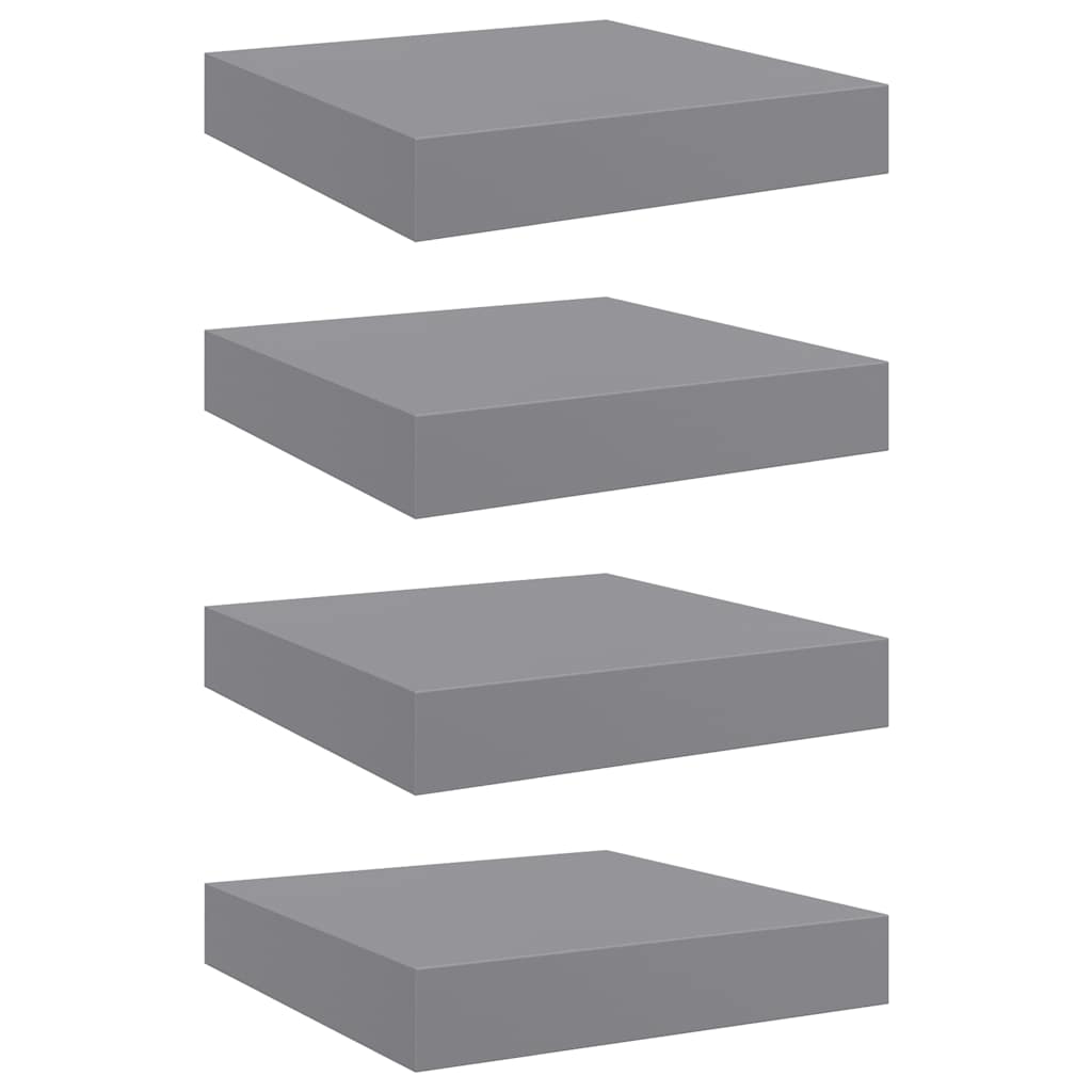 Plutajuće zidne police 4 kom sive 23 x 23,5 x 3,8 cm MDF
