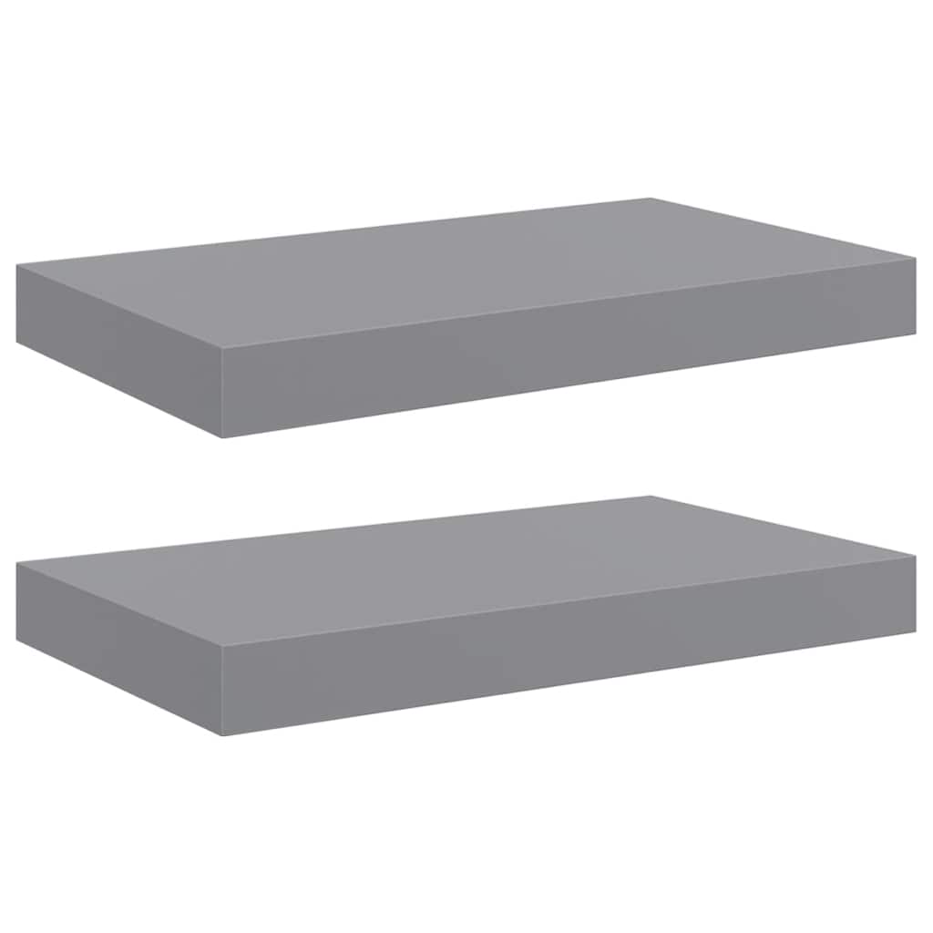 Plutajuće zidne police 2 kom sive 40 x 23 x 3,8 cm MDF