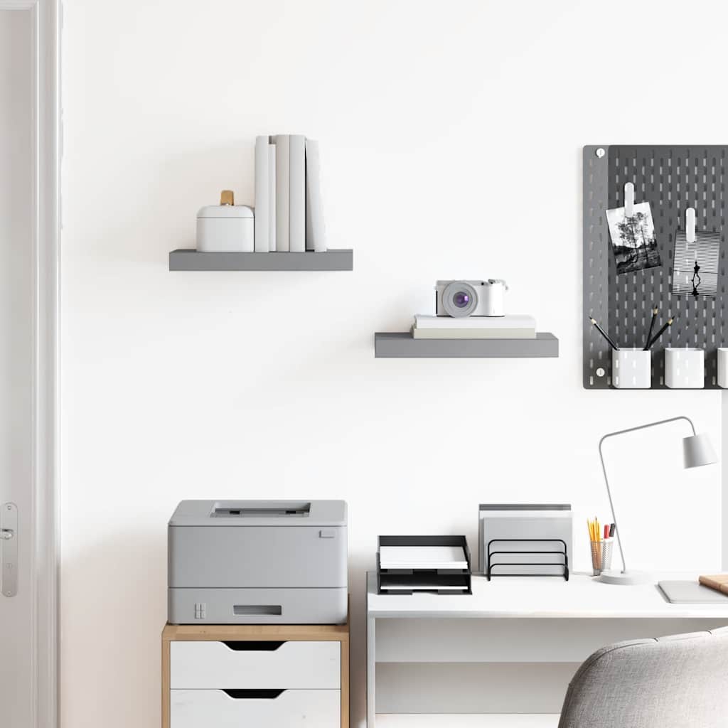 Plutajuće zidne police 2 kom sive 40 x 23 x 3,8 cm MDF