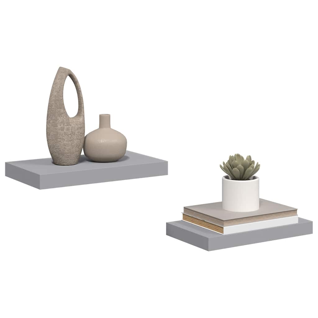 Plutajuće zidne police 2 kom sive 40 x 23 x 3,8 cm MDF