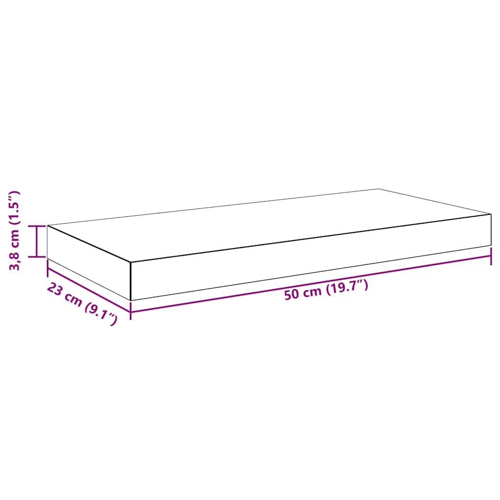 Plutajuća zidna polica siva 50 x 23 x 3,8 cm MDF