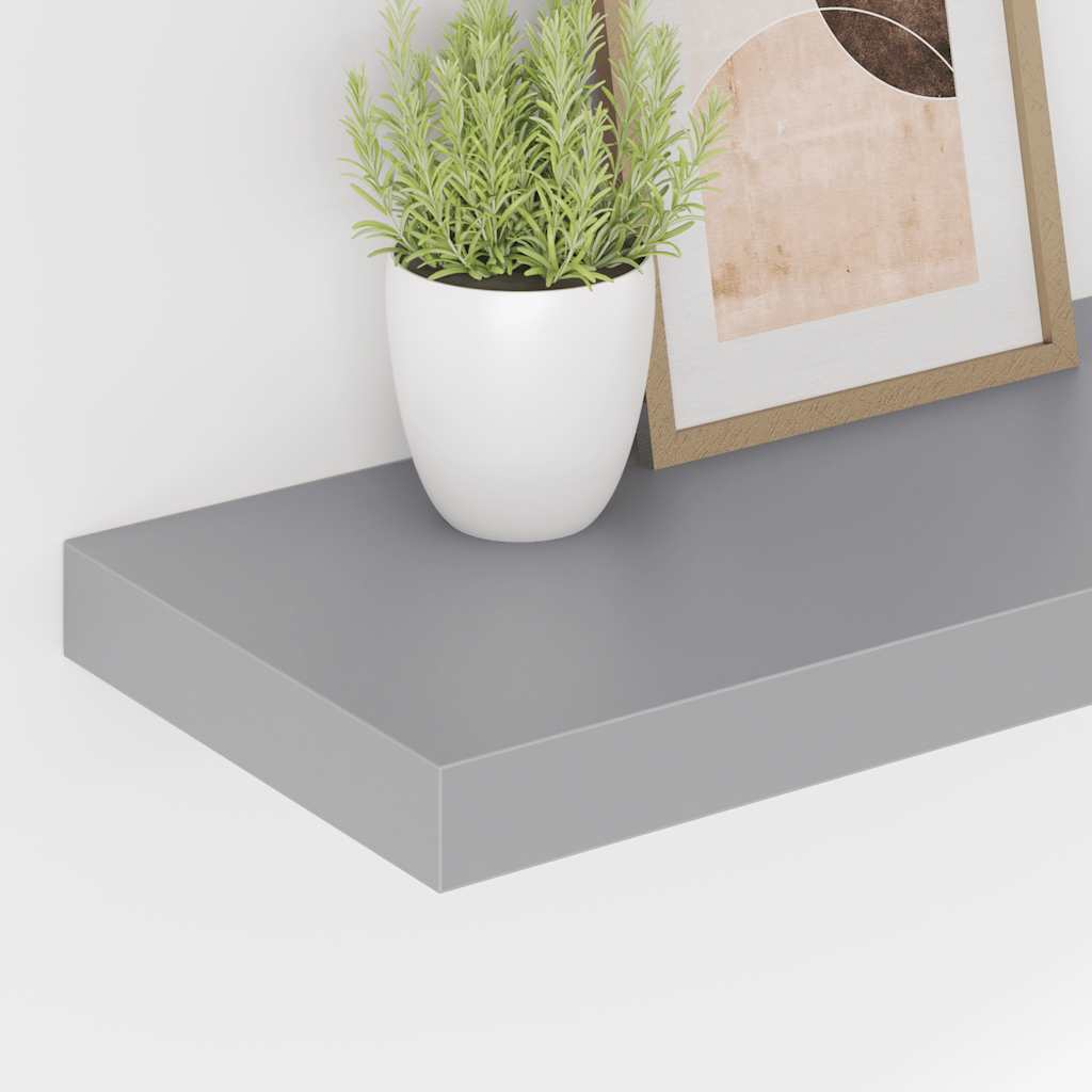 Plutajuća zidna polica siva 50 x 23 x 3,8 cm MDF