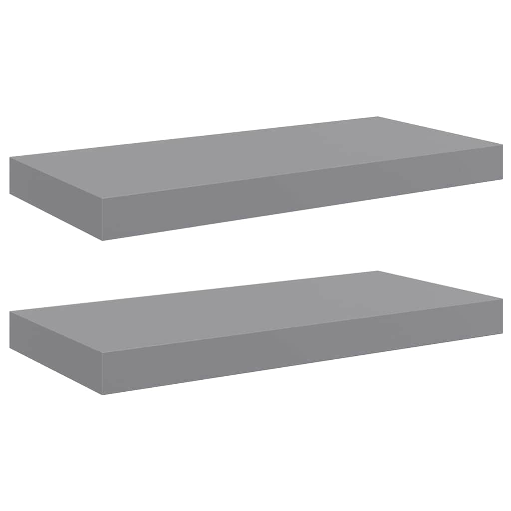 Plutajuće zidne police 2 kom sive 50 x 23 x 3,8 cm MDF