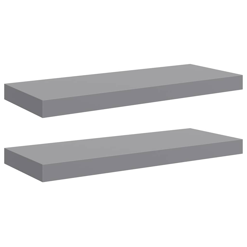 Plutajuće zidne police 2 kom sive 60 x 23,5 x 3,8 cm MDF
