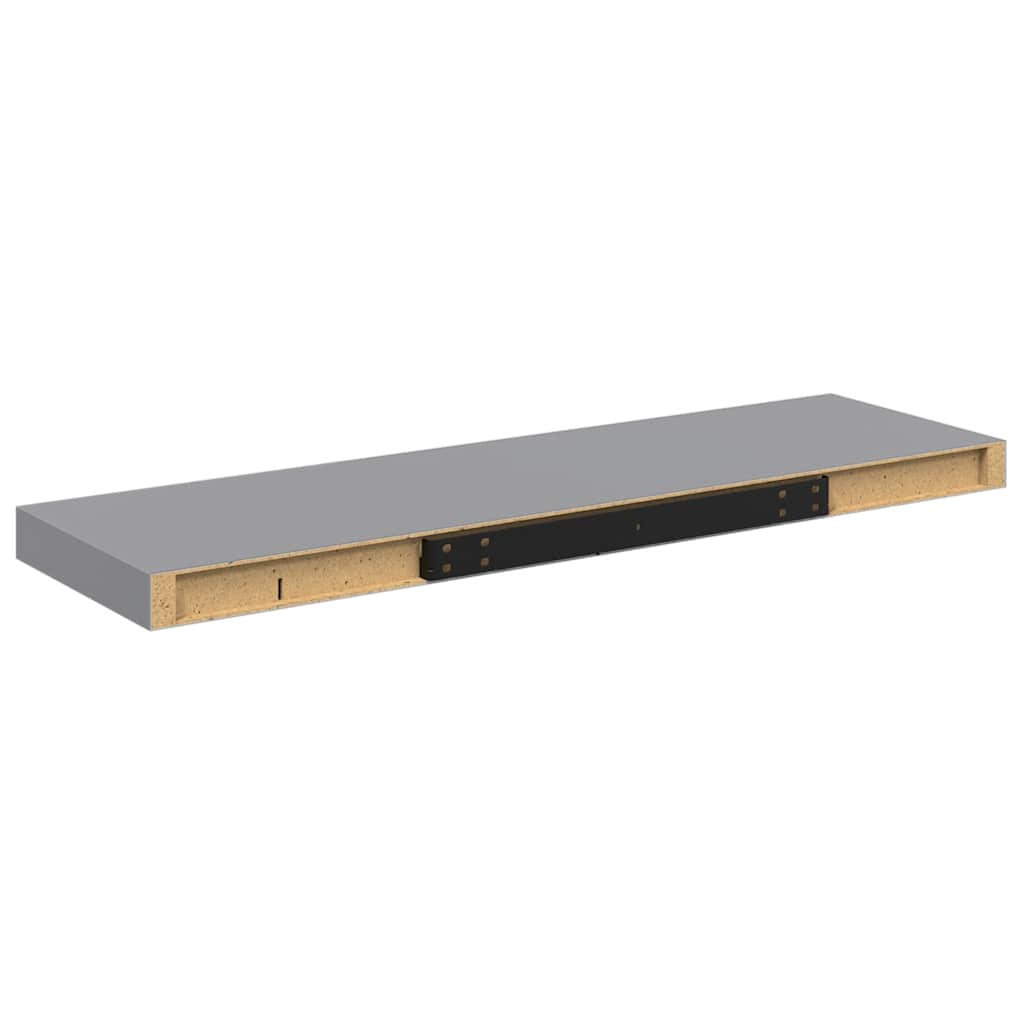 Plutajuće zidne police 2 kom sive 80 x 23,5 x 3,8 cm MDF