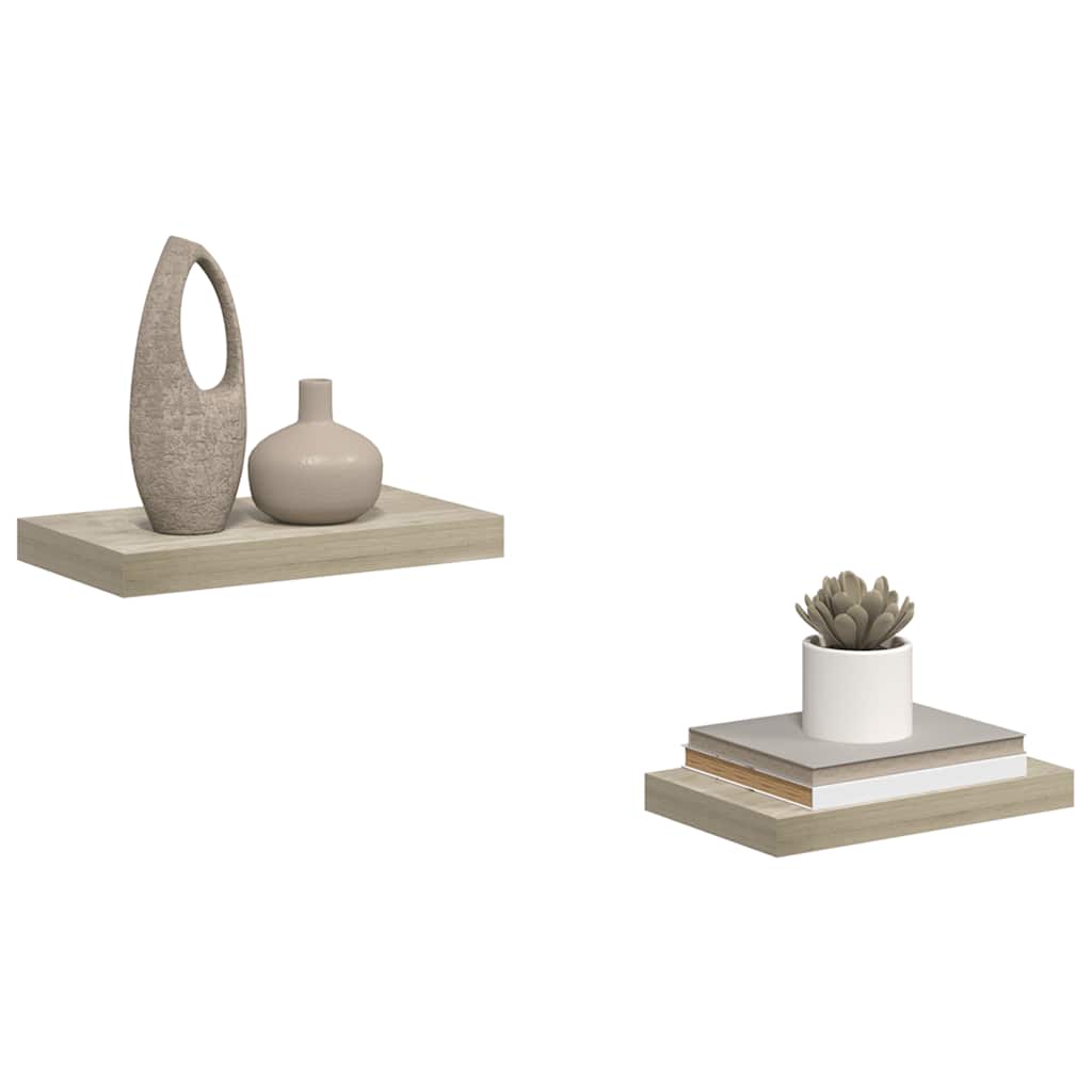 Plutajuće zidne police 2 kom boja hrasta 40 x 23 x 3,8 cm MDF
