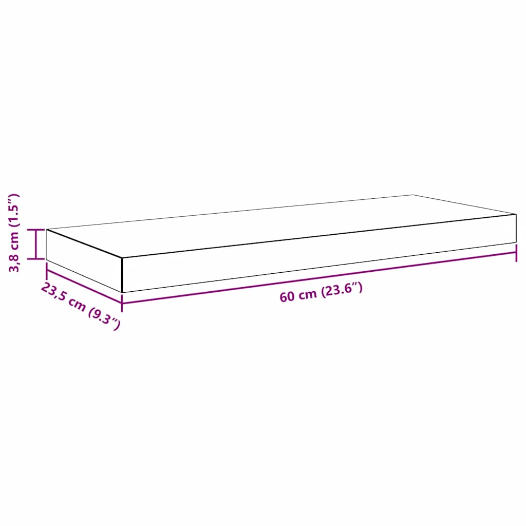 Plutajuće zidne police 4 kom boja hrasta 60 x 23,5 x 3,8 cm MDF
